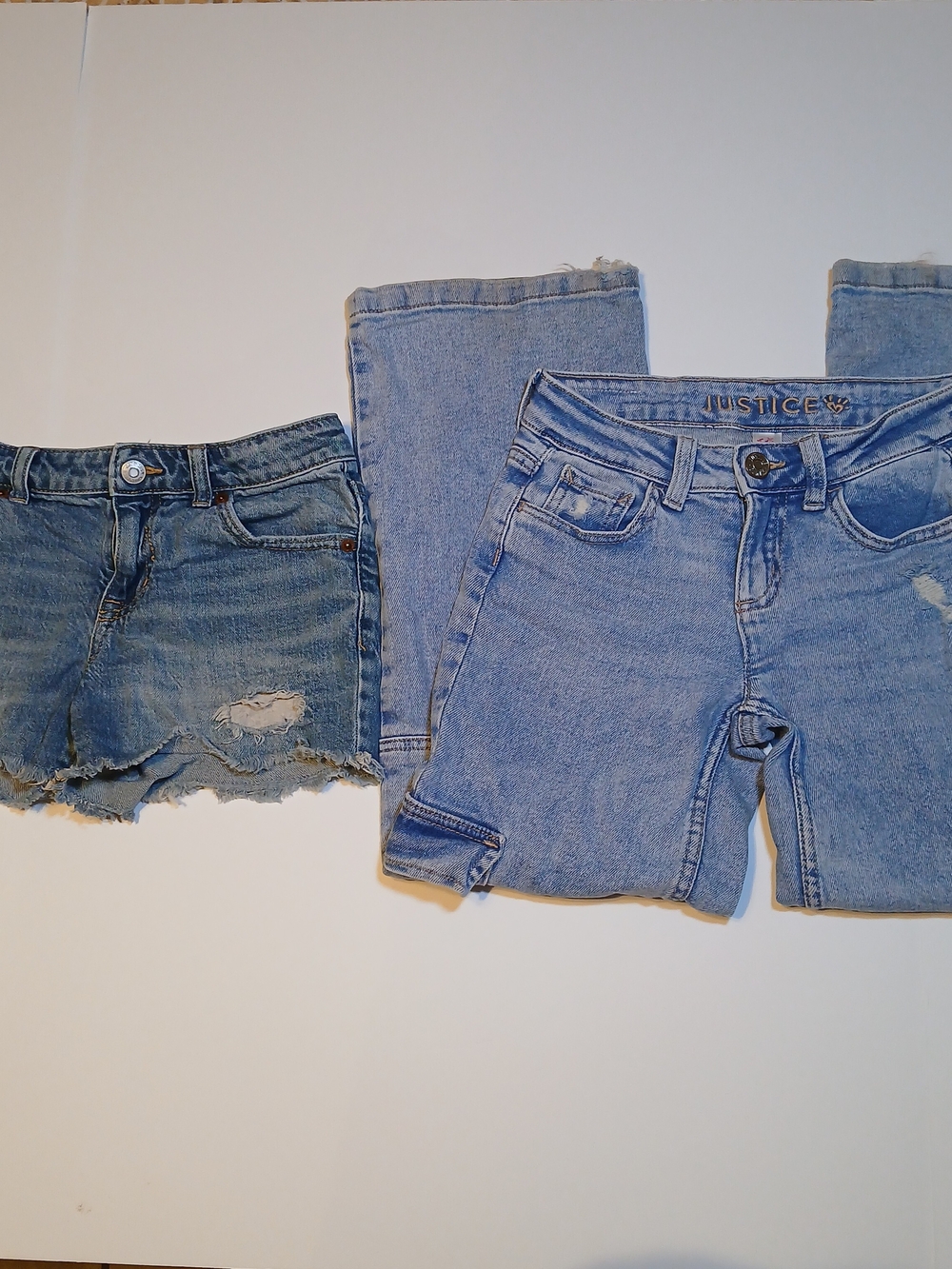 Justice Light Blue Girls' Denim Jeans and Shorts Set